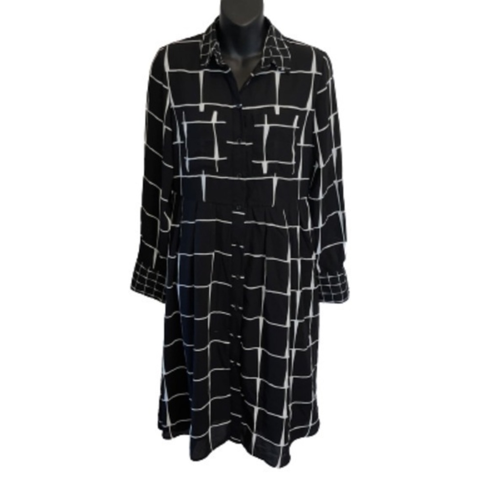 Who What Wear black/white checkered long sleeve dress size XS